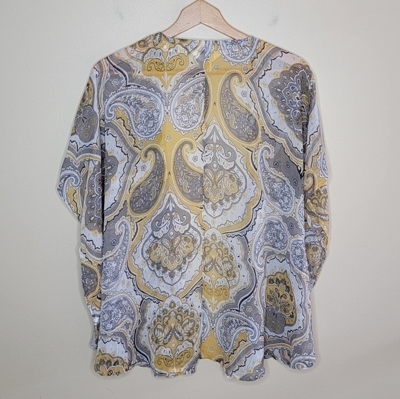 Sun & Shadow | Yellow Gray Paisley Sheer Kimono Size Small/Medium - Picture 4 of 7